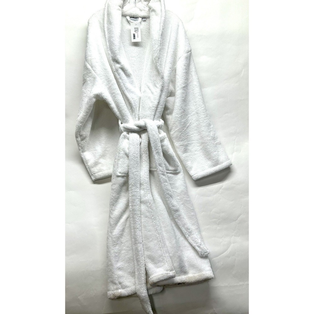 Linum Home Textiles Unisex L/XL White Super Plush Polyester Bathrobe (HU)